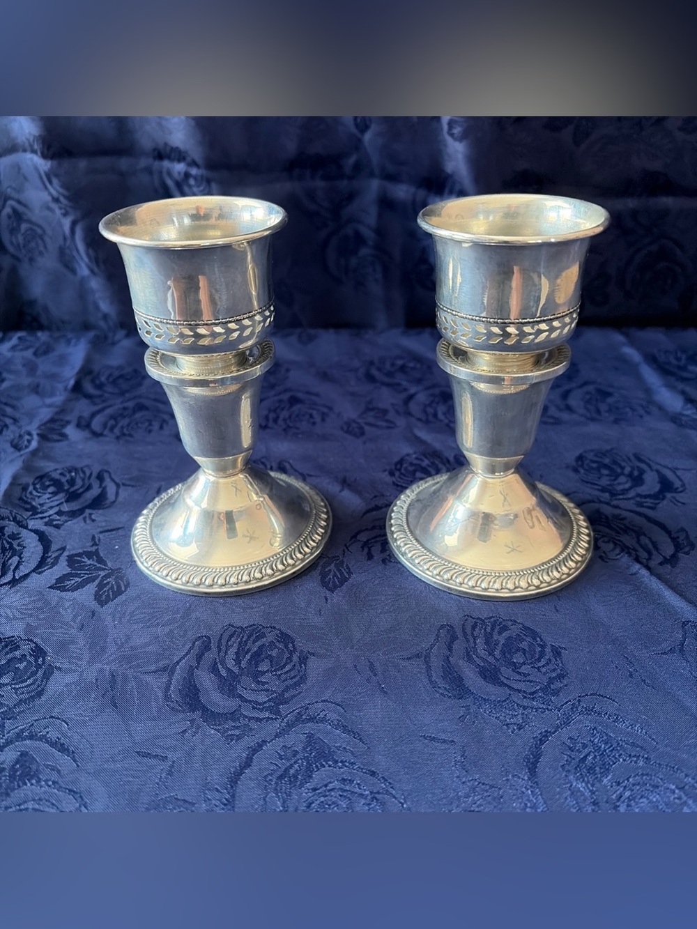 Pair Of Duchin Creation Sterling Silver (.925) Weighted Candle Holders